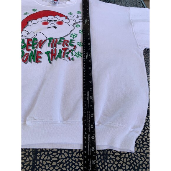 Vintage 90s White Christmas crewneck sweatshirt with "Been There Done That" XXL - Picture 7 of 9